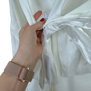 NEW Lulus Romantic Glow White Backless Pearl Bow Wedding Gown Maxi Dress XL thumbnail 12