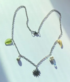 Handmade boho vintage funky fairy style quality Czech glass beads mix stainless steel necklace🌝🍃 thumbnail 4