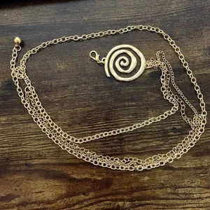 Gold Y2K Spiral Swirl Draped Layered Chain Belt, Fits 16-44 Inches, X7GA1405 thumbnail 6