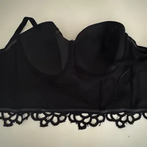 Cleo Womens Black Gold Lace Bustier Crop Top Padded‎ Hook Eye L Whimsigoth thumbnail 9