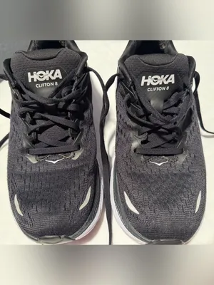 Hoka one clifton 8 women Black and White Athletic Running Shoes size 6.5B thumbnail 2