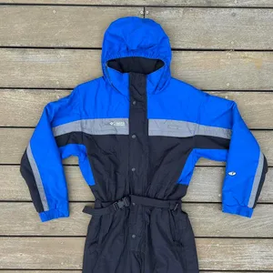 Vintage Columbia Sportswear Black/Blue Ski Suit Snow Suit w/ Hood thumbnail 2