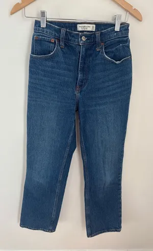 Abercrombie &‎ Fitch The 90s Straight Ultra High Rise Jeans Medium Wash 24 00XS thumbnail 1