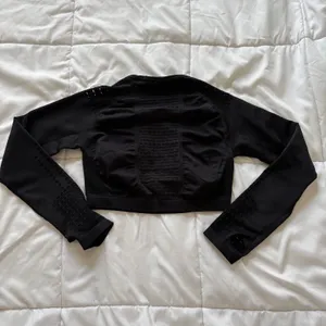 Black Seamless Long Sleeve Crop Top Workout Shirt Womens Medium Active Yoga thumbnail 5