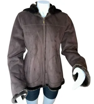 Jones New York Womens Brown Long Sleeve Hooded Fleece Full-Zip Jacket Size M thumbnail 1