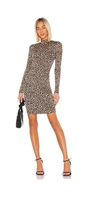 Bardot High Neck Long Sleeve Leopard print animal Dress mobwife xl thumbnail 1