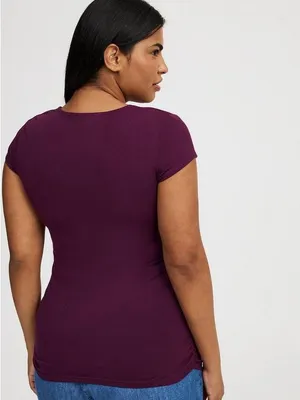 Torrid 1X 14-16 Foxy Sweetheart O-Ring Ruched Top Winter Bloom Purple NWT thumbnail 5