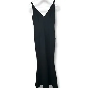 NEW Lulus Melora Black Crepe Bodycon Mermaid Sleeveless Flared Maxi Dress Medium thumbnail 5