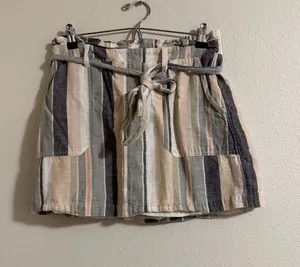 American Eagle Outfitters Striped Mini Skirt in Cream, Gray, Green & Pink thumbnail 1