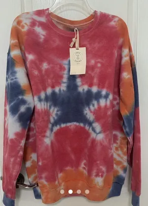 Urban Outfitters Crewneck Sweater tie dye star pink thumbnail 1