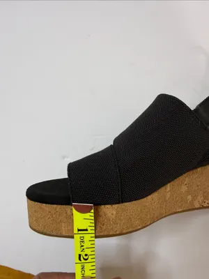 Toms Black Fabric Cork Wedge Sandals with Slingback thumbnail 8