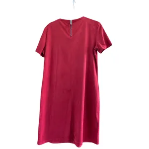Zara Faux Suede Red Short Sleeve Dress Size Medium thumbnail 6