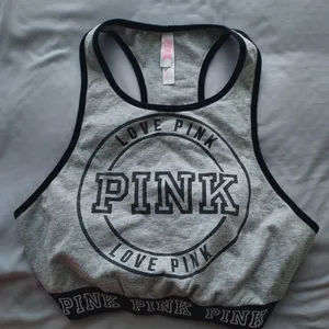 Victoria's Secret Gray Sports Bra with Black Trim L workout yoga Pilates running thumbnail 1