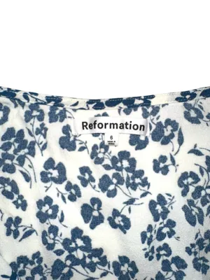 Reformation Rilynn White Blue Floral V-Neck Sleeveless Mini Dress 6 thumbnail 5