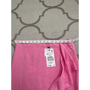 Zara RUFFLED LINEN BLEND MIDI SKIRT, Pink Size medium, 7950/939 NWT thumbnail 6