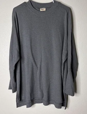 Pact Organic Cotton Long Sleeve Oversized T-Shirt Gray M/L Crew Neck Seam Detail thumbnail 1
