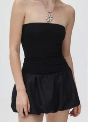 Urban Outfitters Kimchi Blue Strapless Black Tube bubble hem Dress thumbnail 1