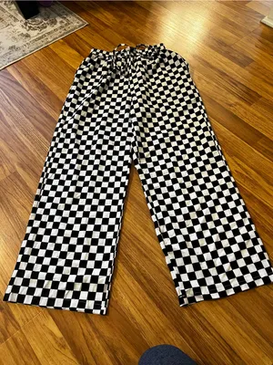 Checkerboard Wide-Leg Pants — Black & White thumbnail 2