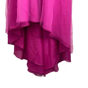 JJs House Hot Pink Formal Ballgown Dress Hi Low Beaded Cap‎ Sleeves Barbie Prom thumbnail 6