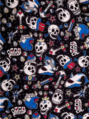 Hell Bunny Black Skull Print V-Neck Fit & Flare Dress thumbnail 8