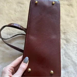 Brahmin Brown Leather And Croc Embossed Shoulder Bag thumbnail 9