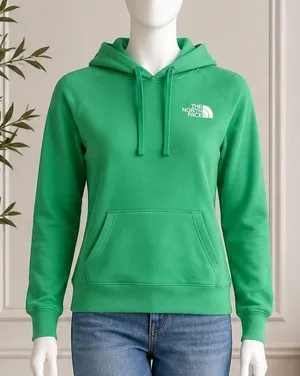 The North Face Womens Hoodie Green Solid Pullover Fleece Small thumbnail 1