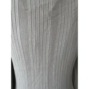 H&M NWT Rib Knit Dress Women's M Beige Tan V Neck Collared Bodycon Midi thumbnail 10
