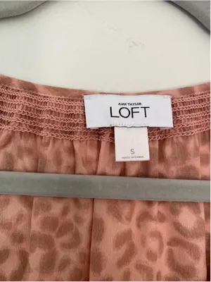 LOFT Pink Leopard Print Peasant Blouse Boho Romantic Cottagecore Quiet Luxury‎ S thumbnail 6