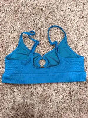 Aerie Bikini Top Scoop Blue Ribbed thumbnail 2