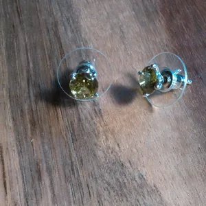 Peridot Color Simulated Diamond Sterling Silver Stud Earrings thumbnail 12