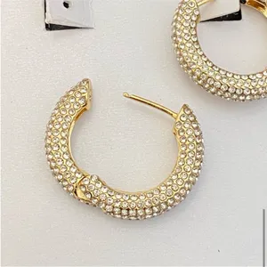 New Baublebar Carina Gold Pavé Crystal Encrusted Huggie Hoops earrings thumbnail 4