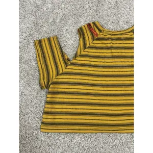 Free People New Romantics Yellow Embroidered Cold Shoulder Crop Top XS thumbnail 8