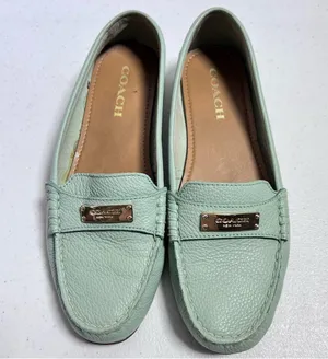 Coach Fredrica Aqua Blue Leather Driving Loafers thumbnail 1