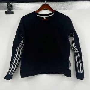 Athleta 24/7 Striped Crewneck Sweatshirt Black & White pullover crew neck medium thumbnail 2