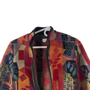 A La Carte Women's Size P XS‎ Abstract Multicolor Corduroy Zip Jacket thumbnail 2