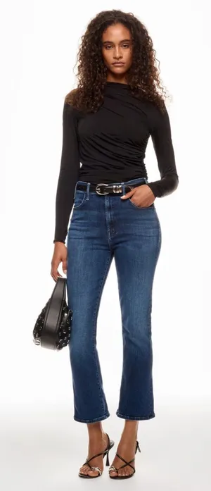 Mother The Hustler Ankle High Rise Flare Crop Jeans in Heirloom Size 26 thumbnail 1