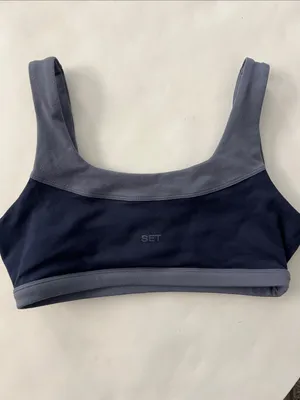 SET ACTIVE Formcloud Colorblock Contrast Blue Sports Bra Medium thumbnail 3