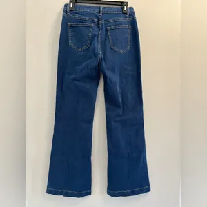 Women’s High Waisted Denim Jeans Size L Button Front Bootcut Blue thumbnail 3