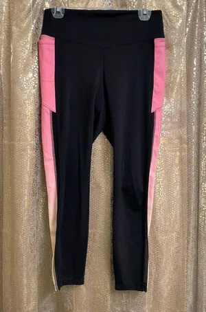 PINK Victorias Secret Black Ombre Pink Stripe Active Leggings, L thumbnail 2