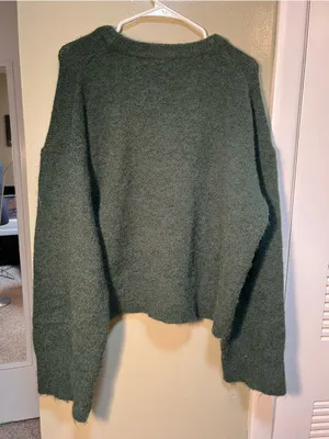 Calvin Klein‎ Jeans Women's Size XL Crewneck Sweater Oversized Dark Green Fuzzy thumbnail 6