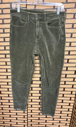 American Eagle Olive Green‎ Corduroy High Rise Jeggings Size 8 X-Short thumbnail 1
