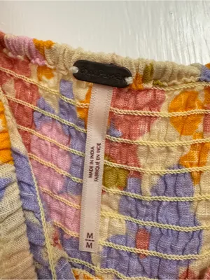 Free People Floral Smocked Square-Neck Top - Orange, Purple, Pink thumbnail 2