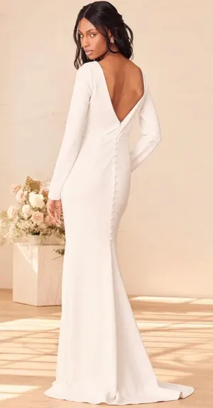 Lulus NWOT Feeling of Forever White Long Sleeve Mermaid Maxi Dress thumbnail 3