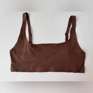 Lululemon Athletica Wundermost Ultra-Soft Nulu Scoop-Neck Brown Bralette Size‎ 2 thumbnail 3