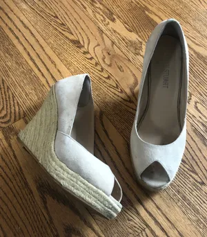 Colin Stuart Wedges Peep Toe Espadrille Cream  thumbnail 1