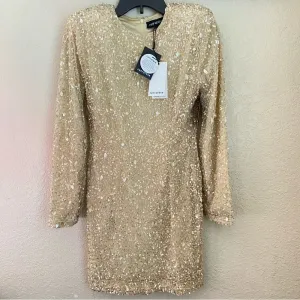 RETROFÊTE Nikki Sequin Long Sleeve Minidress in Sea Shell Size Small NWT‎ thumbnail 6