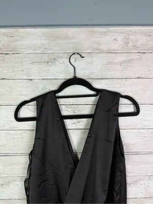 Lulus Prize Winning Black Satin Faux Wrap Bodysuit Size Small thumbnail 6