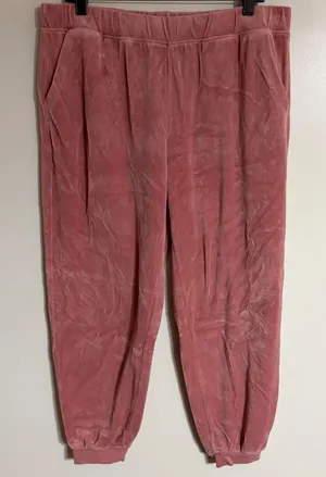 Banana Republic Womens Velour Joggers Pink Elastic Waist Lounge Pants Large thumbnail 1