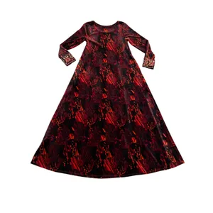 Soft Surroundings orange Black Velvet Maxi Dress Embroidered Cuffs XS pockets thumbnail 3