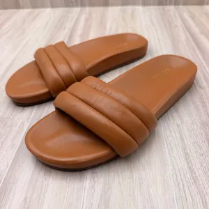 Seychelles Low Key Puff Slide Sandals Womens 11 Brown Excellent Leather Flat thumbnail 3